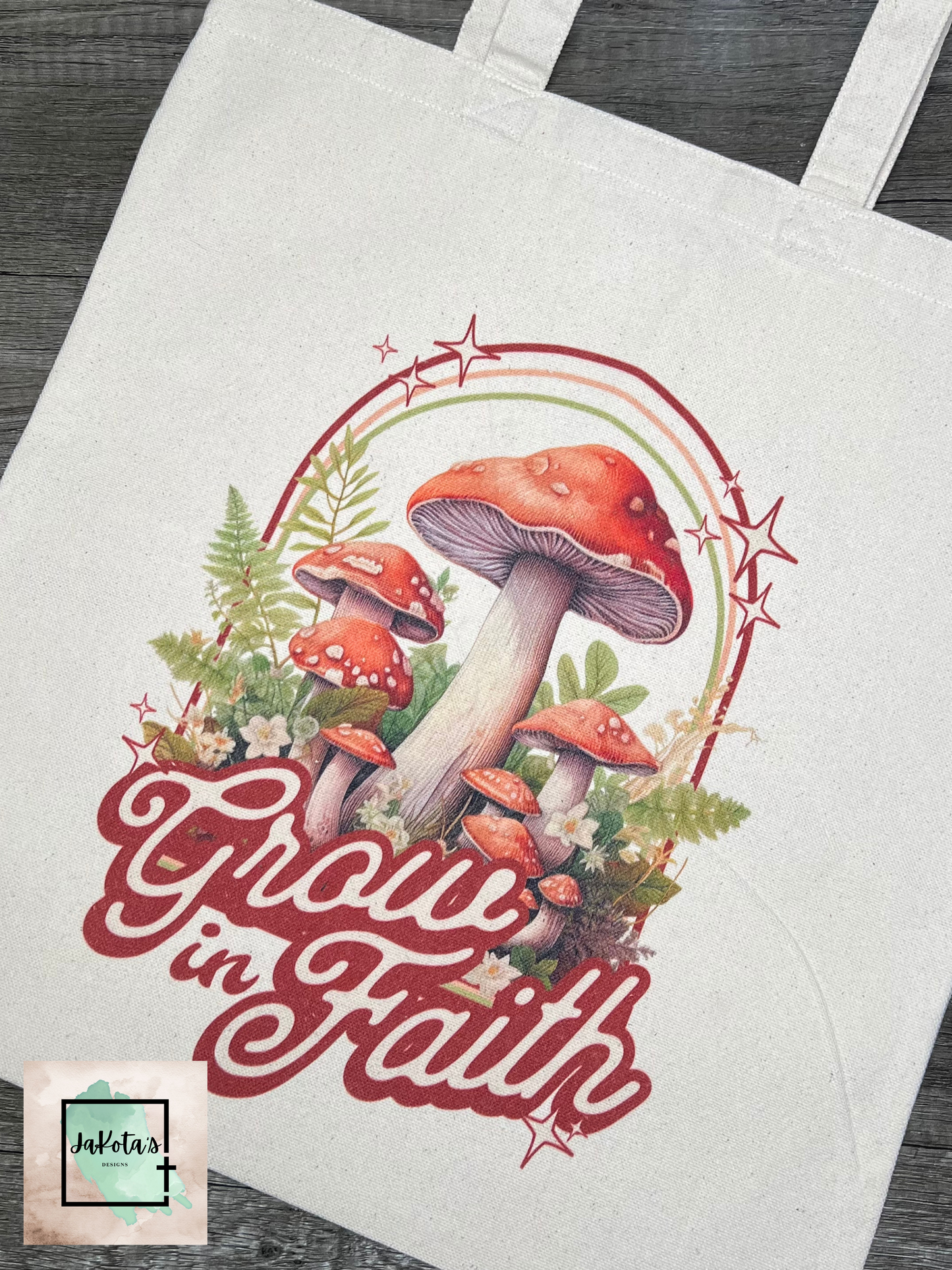 Grow in Faith Cotton Canvas Tote Bag