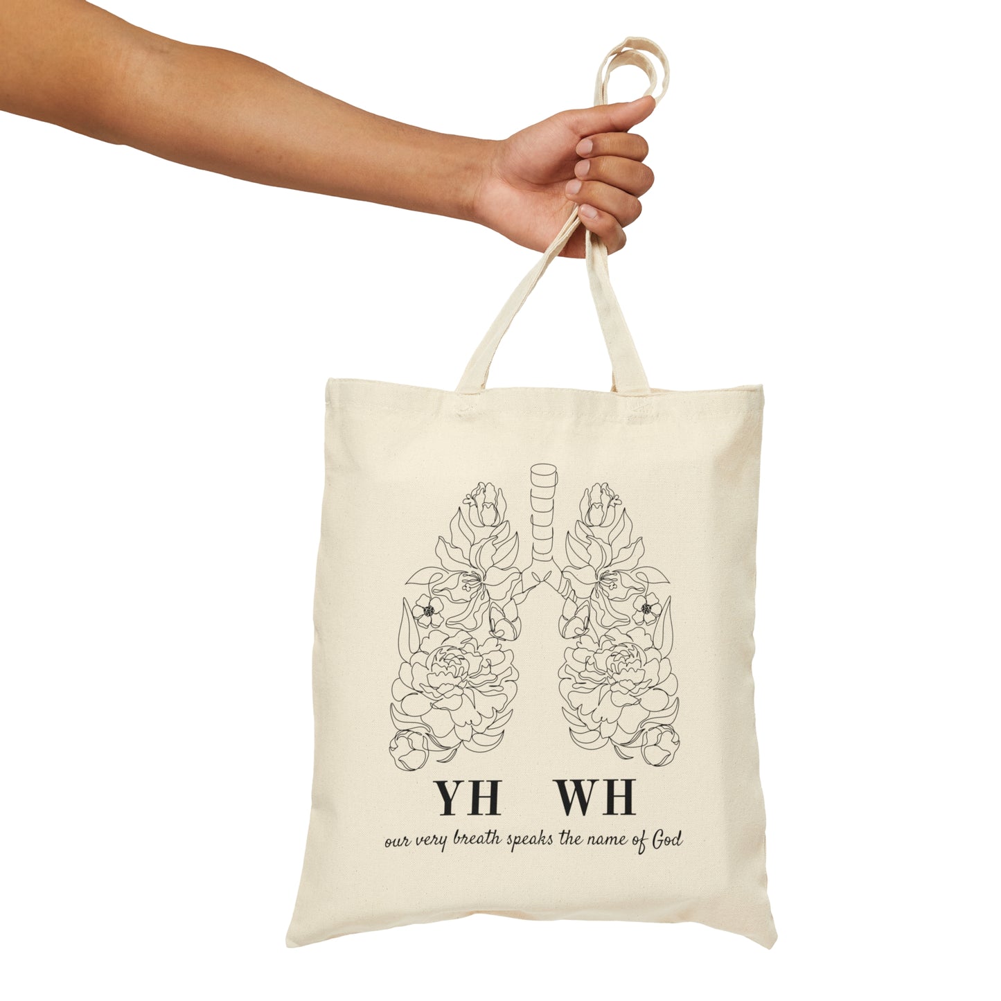 YHWH - Our very breath speaks the name of God Cotton Canvas Tote Bag