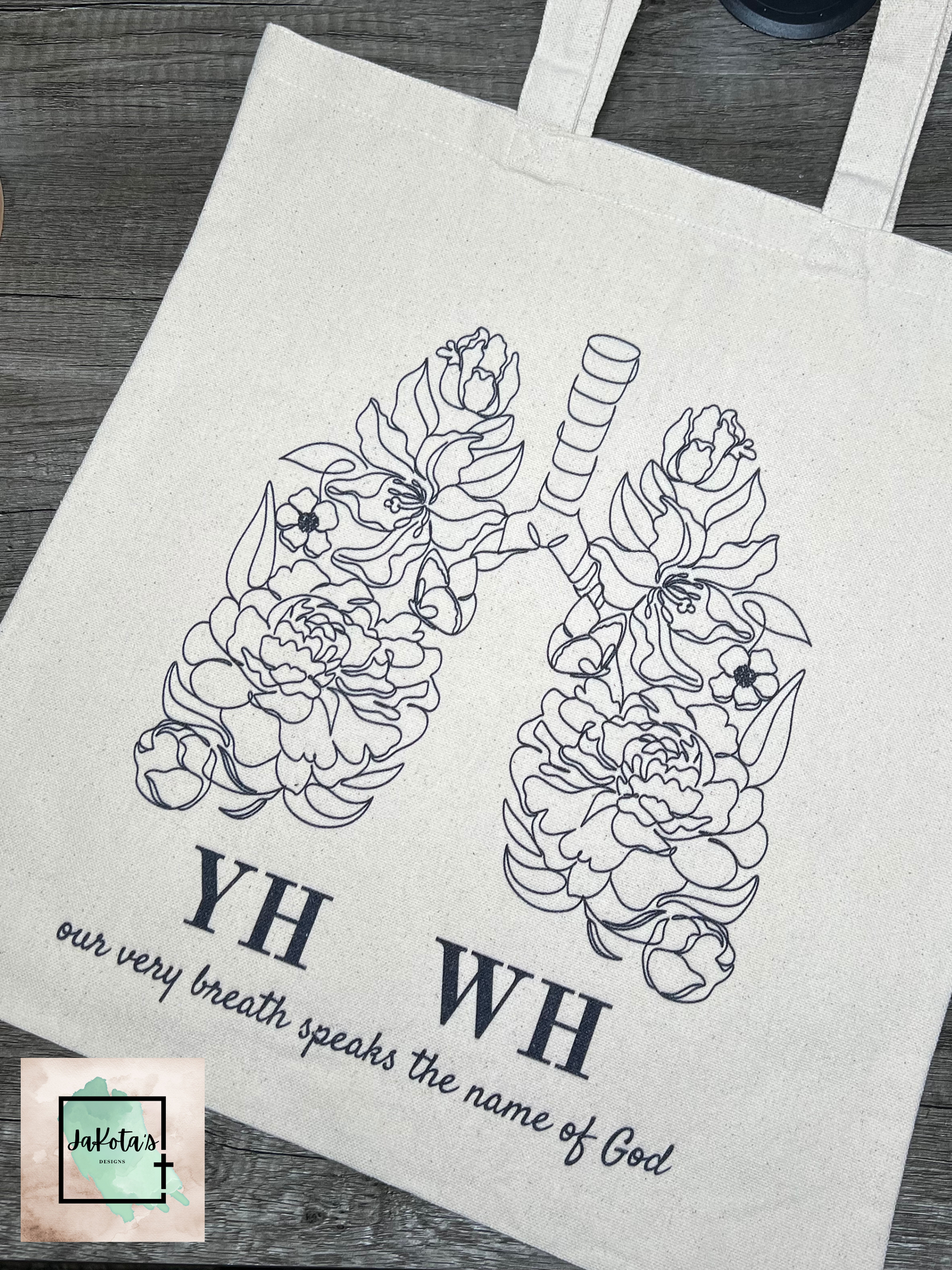 YHWH - Our very breath speaks the name of God Cotton Canvas Tote Bag