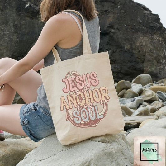 Jesus is the Anchor to my Soul Cotton Canvas Tote Bag