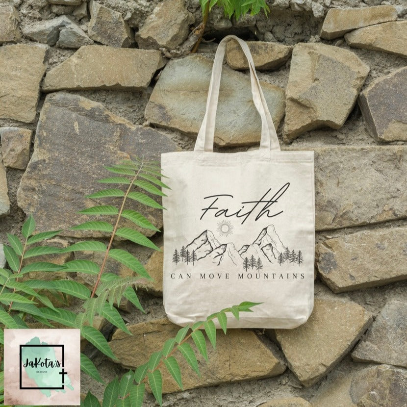 Faith can move Mountains Cotton Canvas Tote Bag